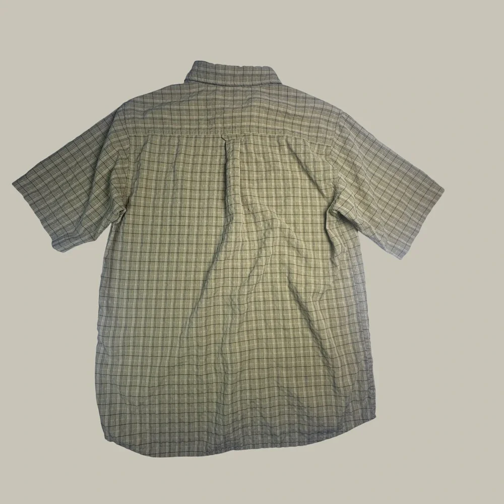 The North Face Mens Large Green Plaid Short Sleeve Hiking Button Down Shirt L